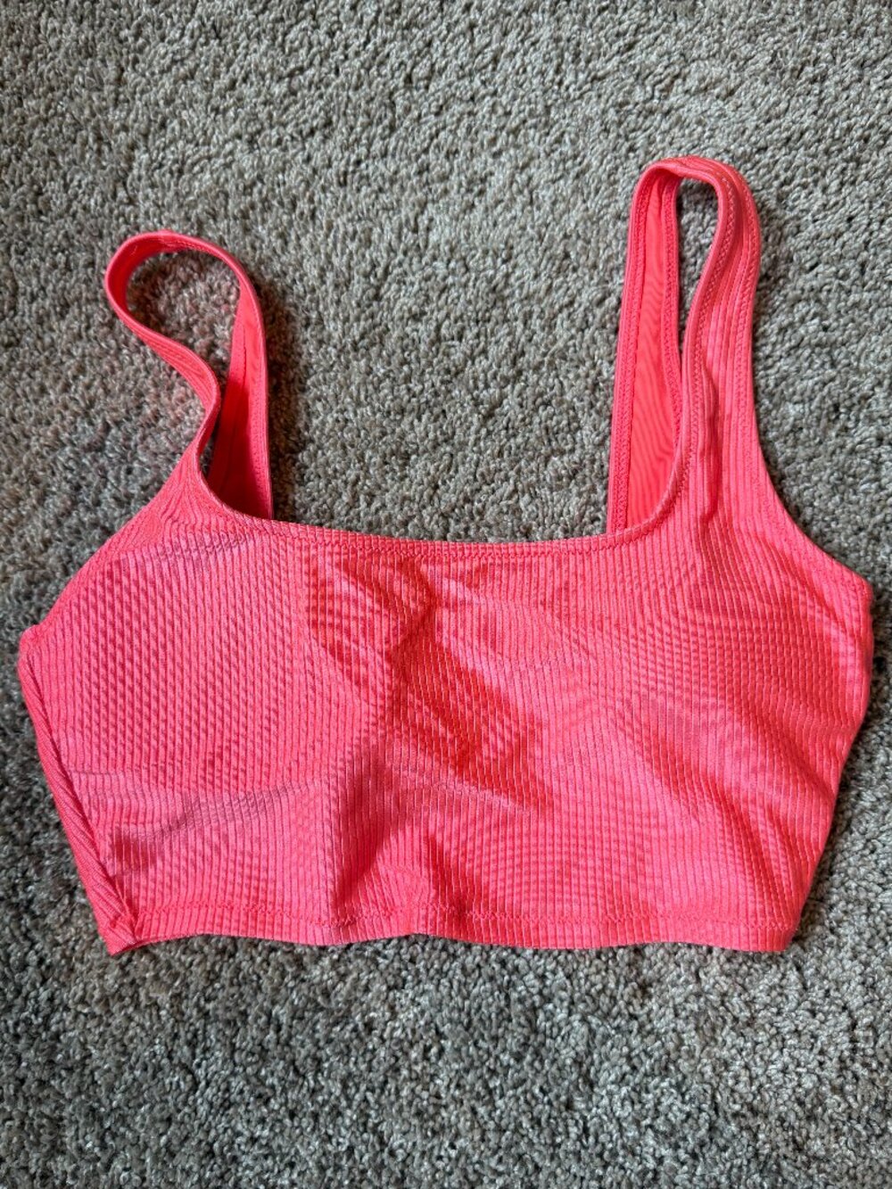 Aerie Scoop Longline Ribbed Shimmer Bikini Top Size Small